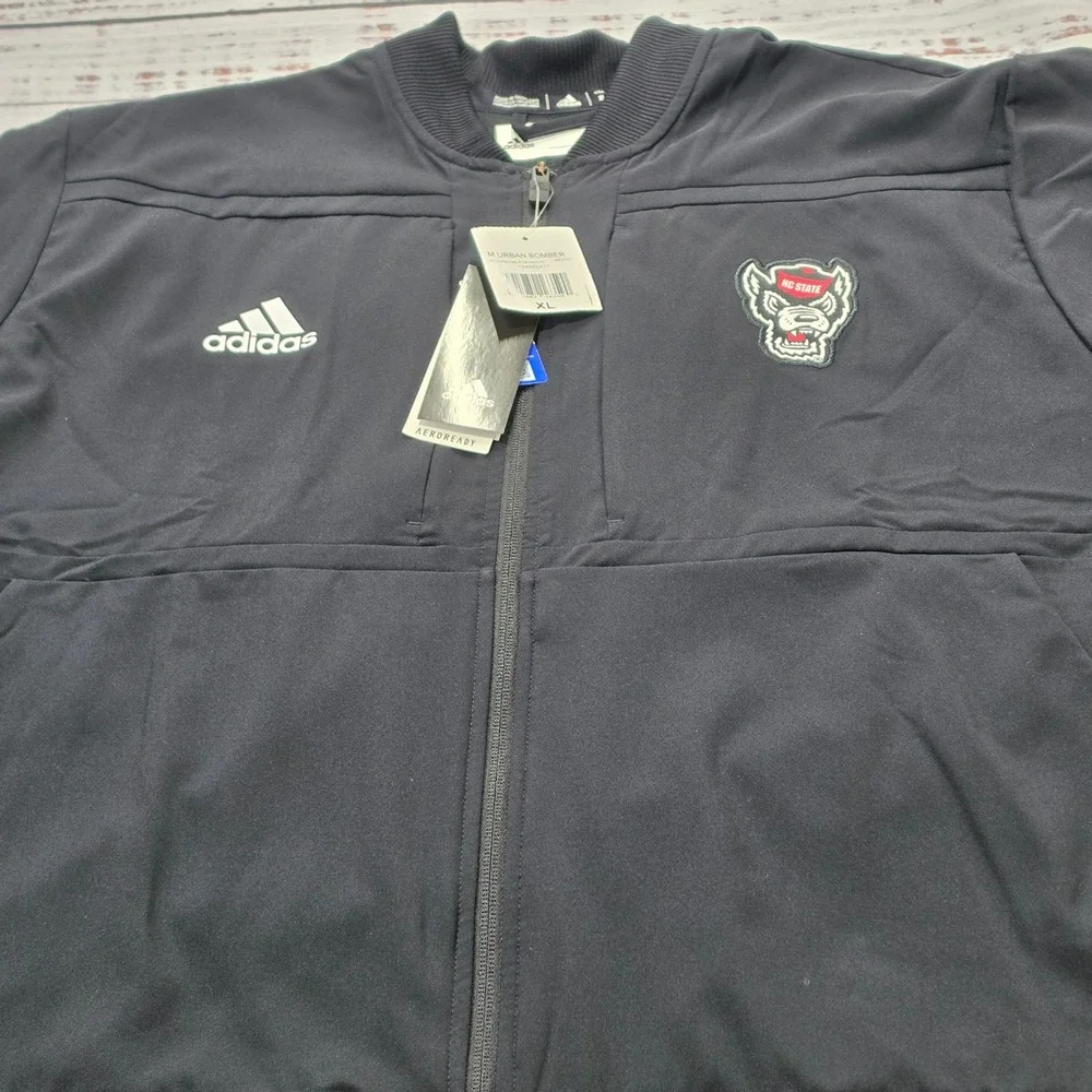 Adidas Urban Bomber Jacket Mens XL Black NWT NC State Wolfpack Aeroready